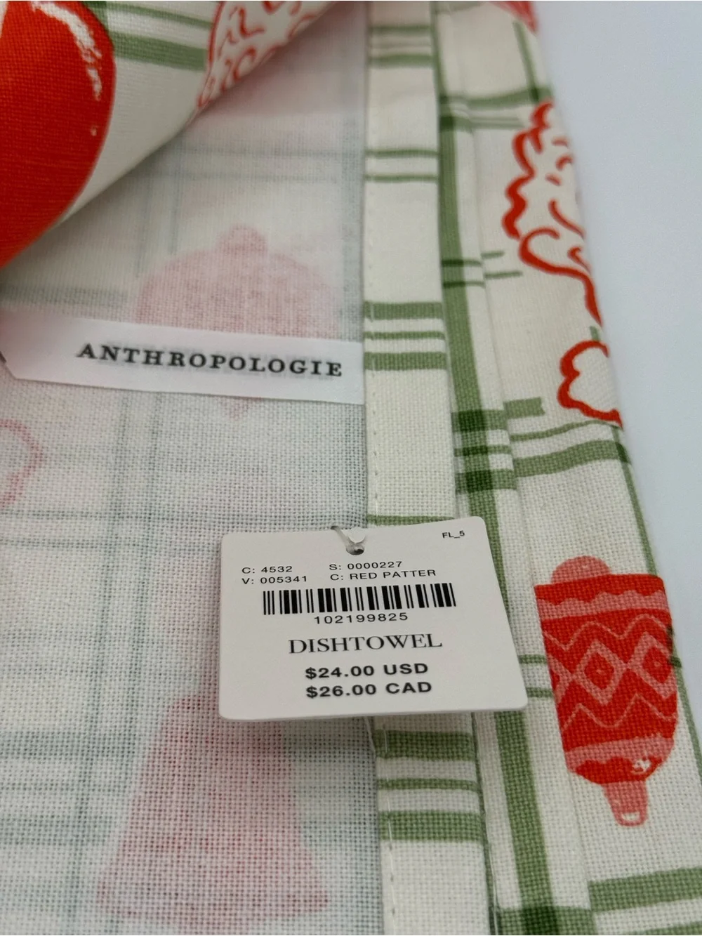 Anthropologie Vintage-Inspired Tartan Santa Dish Towel